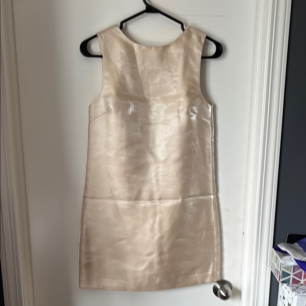 Waterlike shine Cream Sleeveless Dress